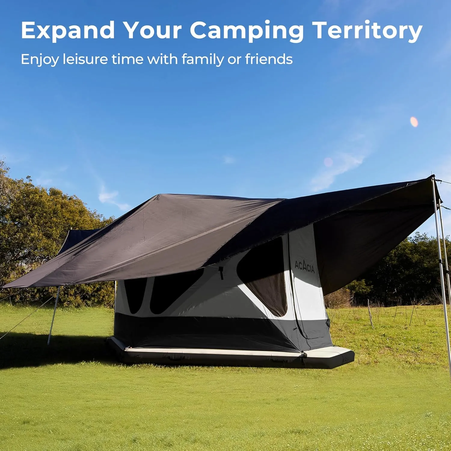ACACIA Canopy XL for Space Acacia Camping System, PU2000 Waterproof Camping Tarp for 4 Season Camping, UPF50  Sunproof Tent Tarp with 4 Telescoping Poles, Carry Bag, Moonstone