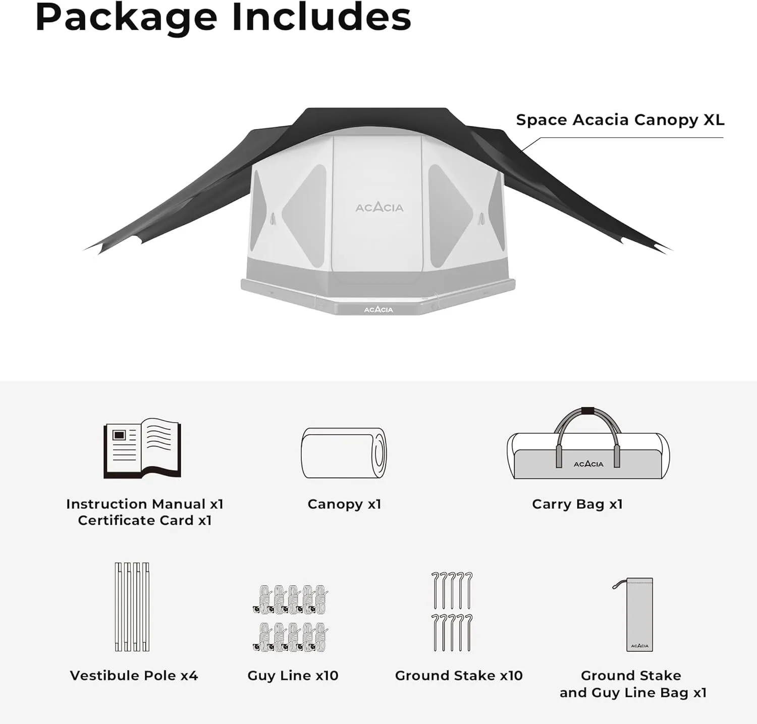 ACACIA Canopy XL for Space Acacia Camping System, PU2000 Waterproof Camping Tarp for 4 Season Camping, UPF50  Sunproof Tent Tarp with 4 Telescoping Poles, Carry Bag, Moonstone