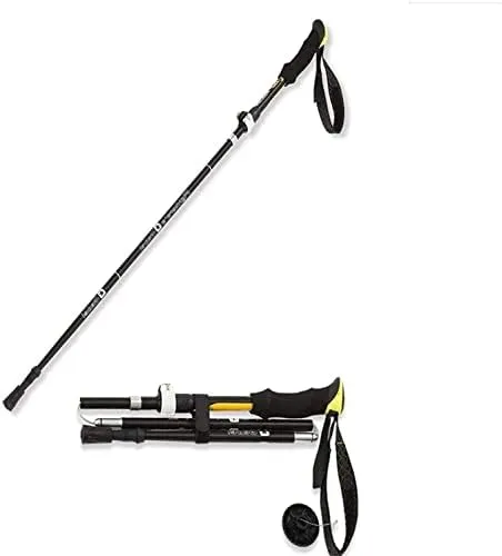 Adjustable Cane Portable Folding Telescopic Hiking Cane, Aluminum Alloy Lock Cane Hiking Outdoor Aluminum Crutches,Yellow Parent's Gift