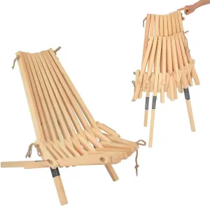 Adjustable Folding Wooden Outdoor Chair -Stylish Low Profile Pine Wood Lounge Chair for The Patio, Porch, Lawn, Garden,Beach or Home Furniture (1, Wooden Foldable)