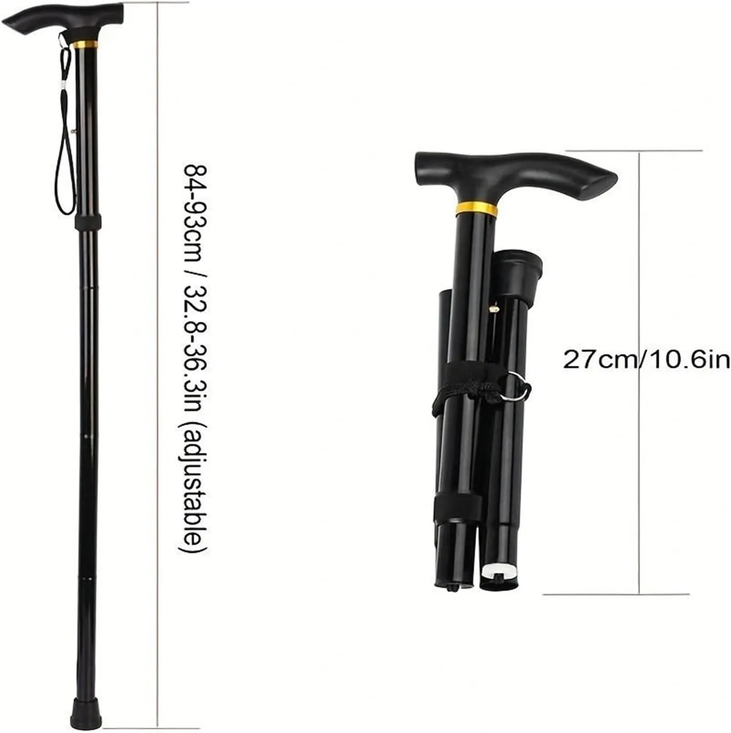 Adjustable Telescopic Walking Stick Baton Hiking Trekking Poles Aluminum Alloy Folding Cane Crutches Pole Elderly People