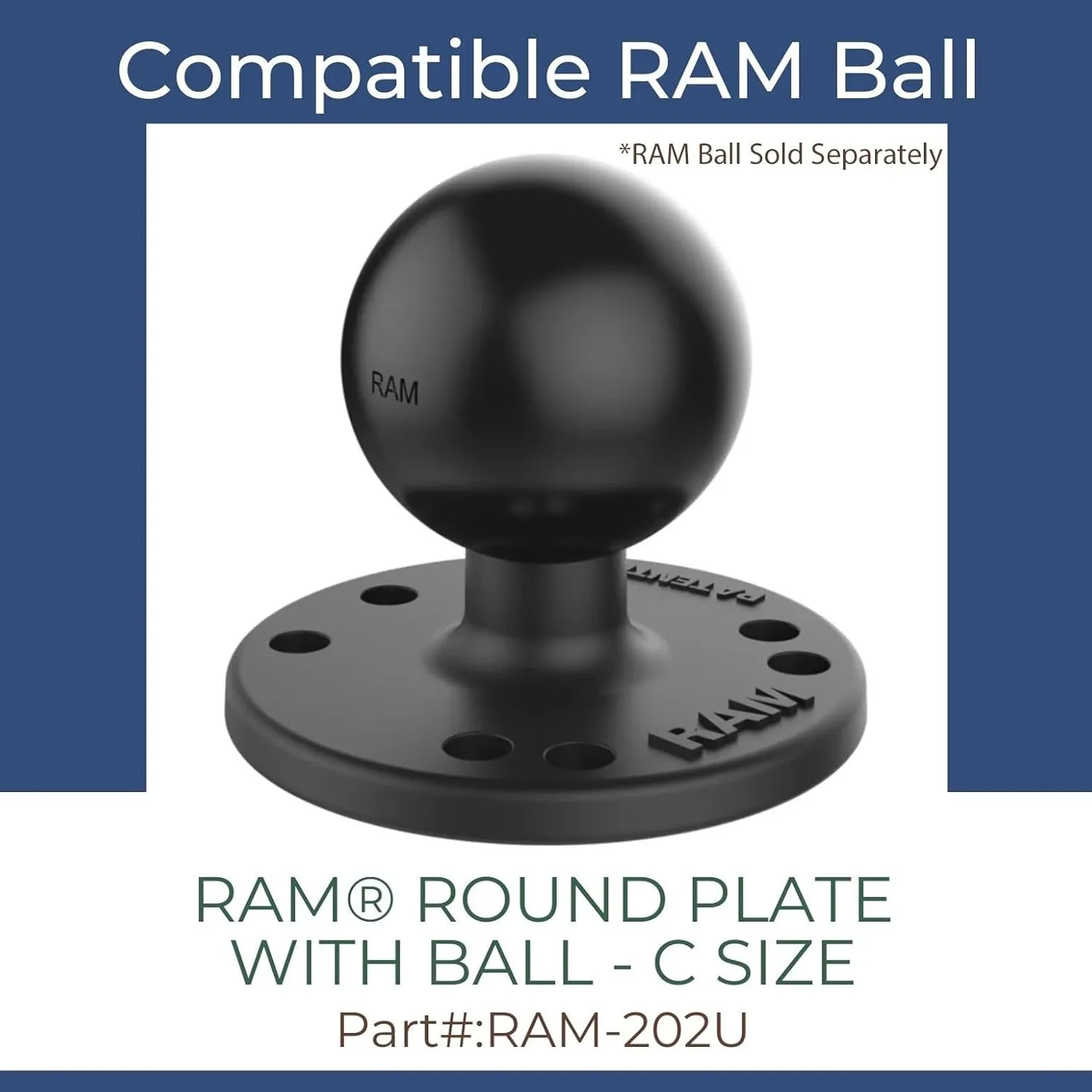Adjustable Transducer Pole for Garmin Livescope LVS34 or LVS62, 30"-60" Telescoping, Durable RAM Boat Mount Adapter (RAM Mount, LVS34 / LVS62)