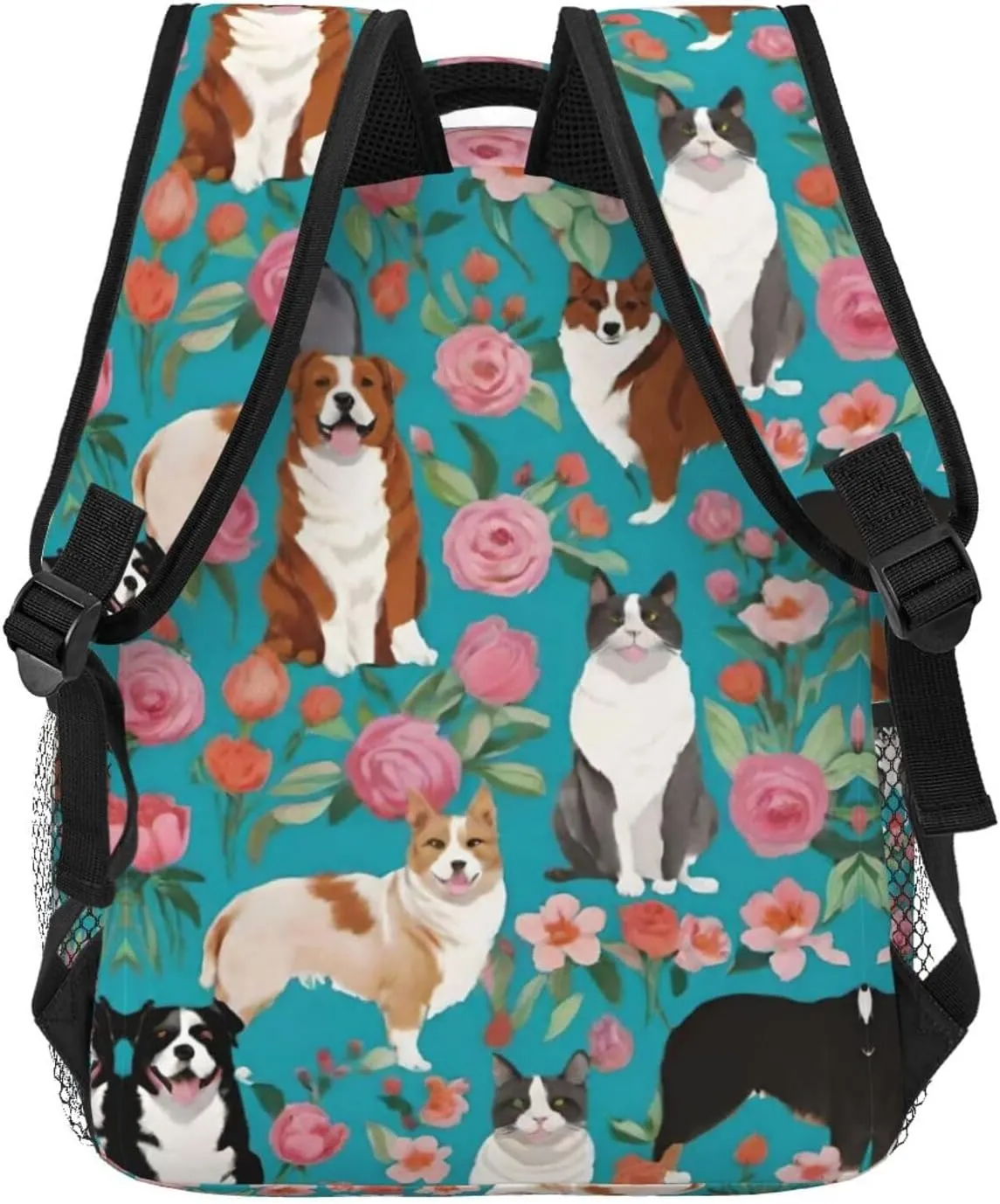 Adults Lightweight Australian Shepherd Dogs Flowers Art Shoulder Book Bags Big Capacity Shoulder Bag With Adjustable Shoulder Straps for Trekking Work Walking Cycling