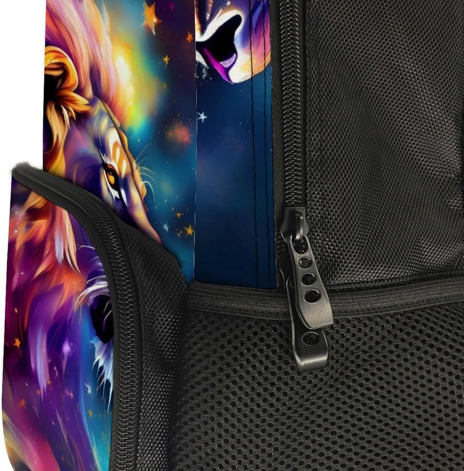 Adults Lightweight Colorful Lion Stars Universe Surreal Style Art Rucksacks Large Capacity Bookbag With Adjustable Shoulder Straps for Trekking Outdoors Bicycle