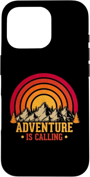 Adventure Is Calling, Camping Mountains Hiking Wilderness Case for iPhone 16 Pro