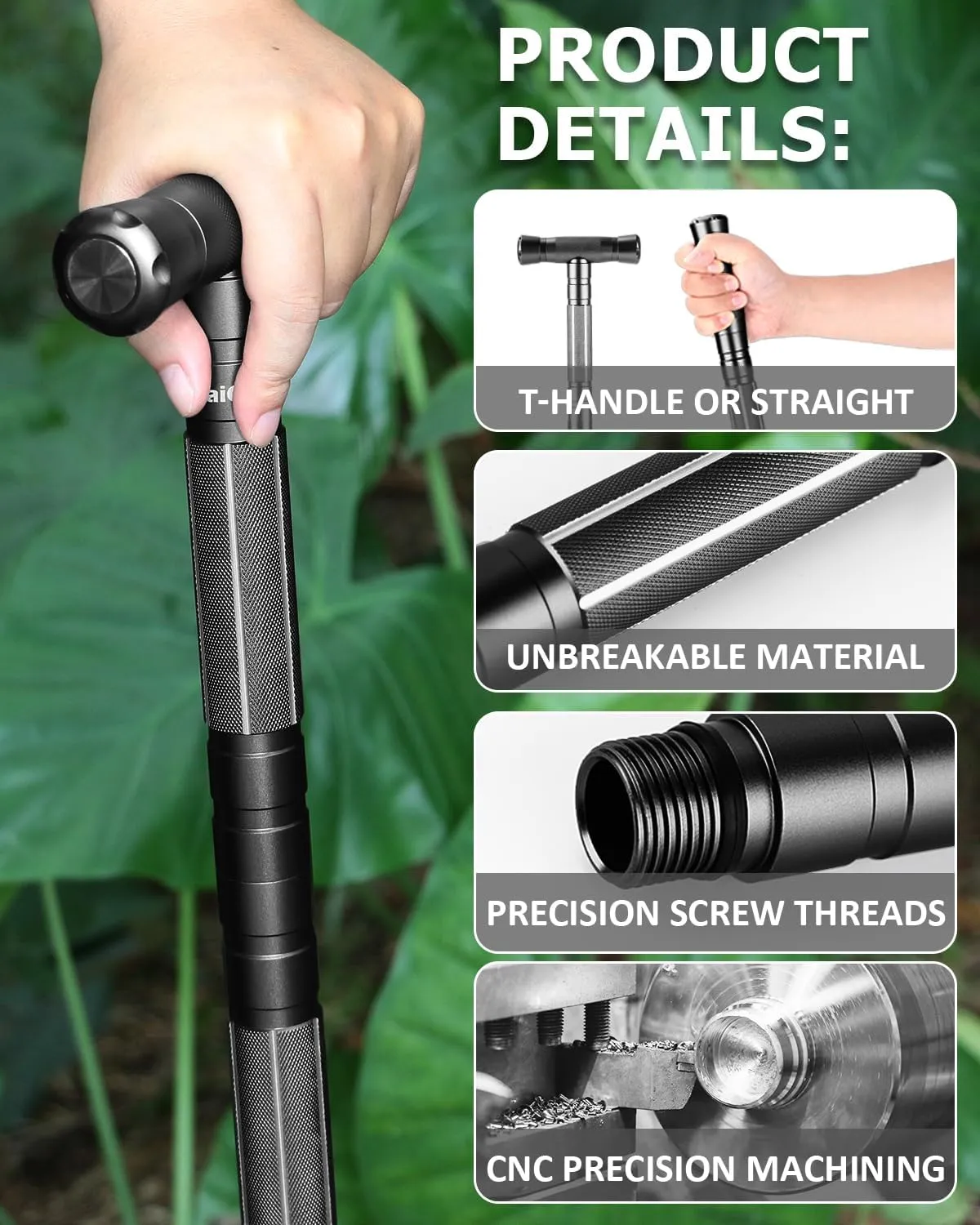 aiGear 5/6/7/8 Tube Adjustable Walking Hiking Stick, Upgraded Adjustable Hiking Staff with Outdoor Gear Trekking Poles for Outdoor Adventures