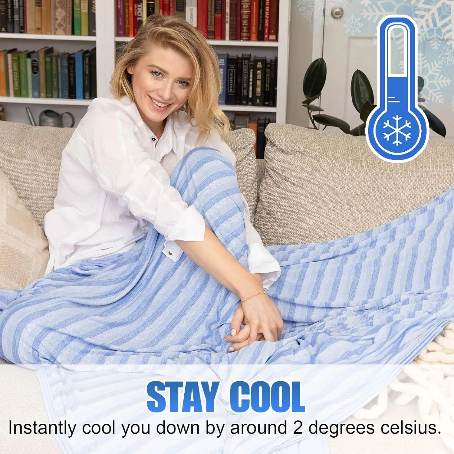 Ailemei Direct Cooling Blanket for Hot Sleepers, Double Sided Cold Effect, Twin/Full Size Lightweight Breathable Summer Blankets for Bed, Transfer Heat to Keep Body Cool for Night Sweats,60"x90"