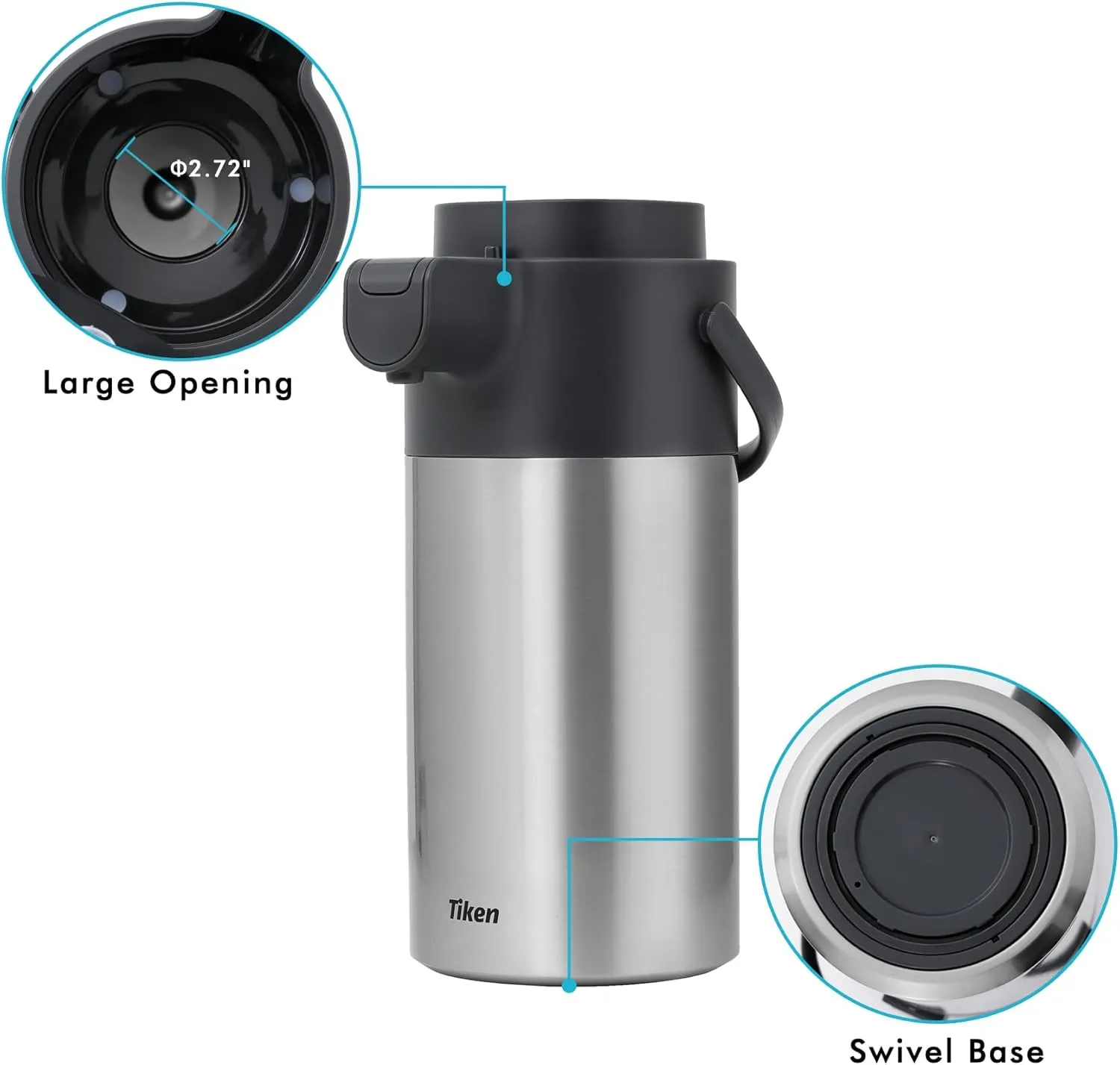 Airpot Coffee Dispenser with Pump - Coffee Carafes for Keeping Hot - Beverage Dispenser - 135oz/4L Thermal Coffee Carafe for Hot Liquids - Stainless Steel Insulated Coffee Thermos Carafe