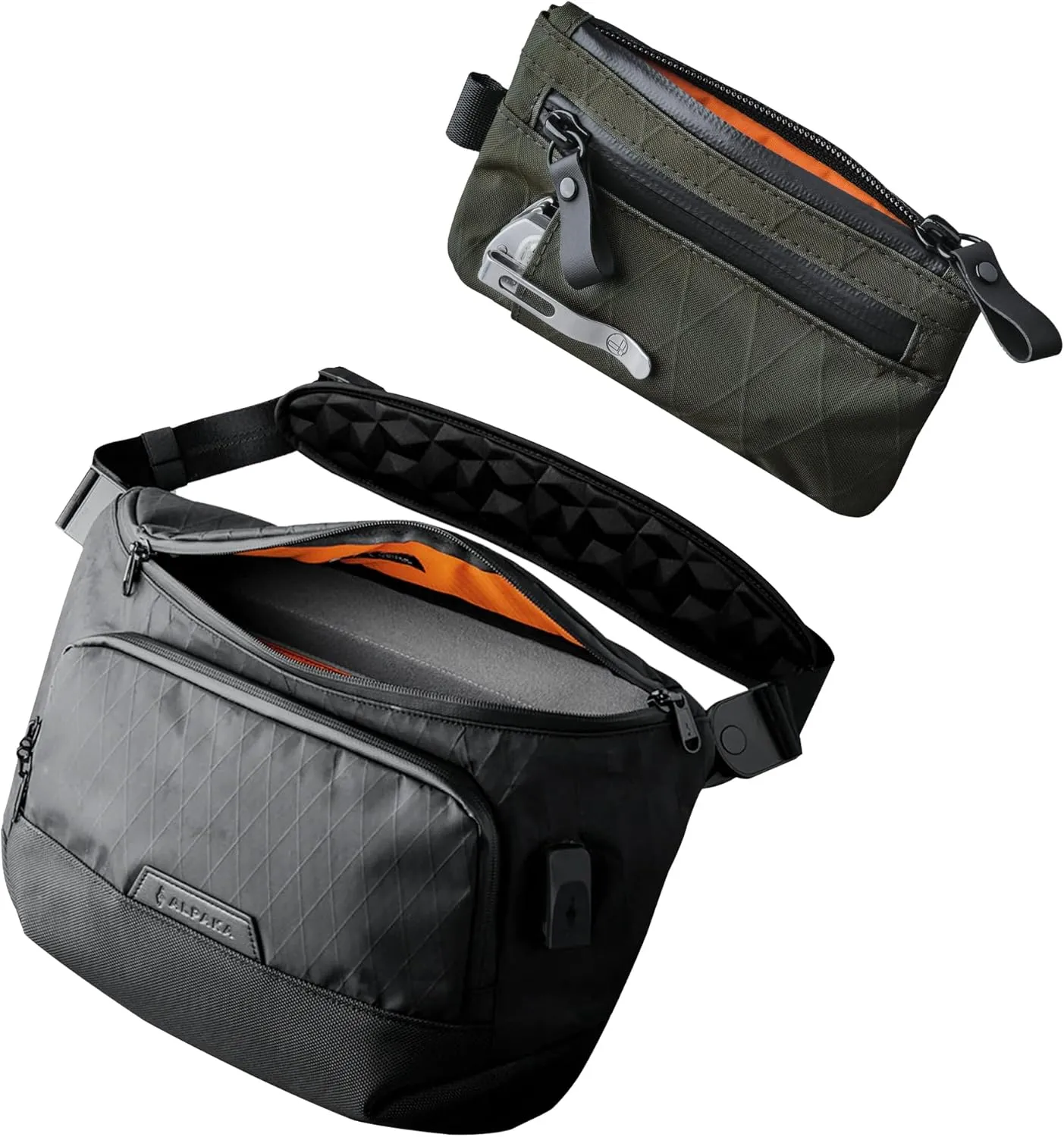 ALPAKA Bravo Sling Max and Zip Pouch Pro,10L RFID-Blocking Sling Laptop Bag for Men with Maglockz Buckle,Slim Zipper Wallet with RFID Blocking, ID Card Holder, YKK Zippers Multi-tool Slot