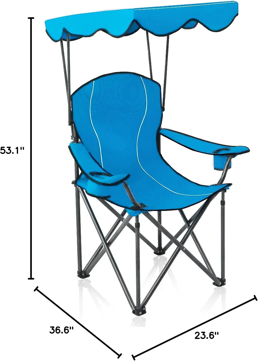 ALPHA CAMP Camp Chairs with Shade Canopy Chair Folding Camping Recliner Support 350 LBS