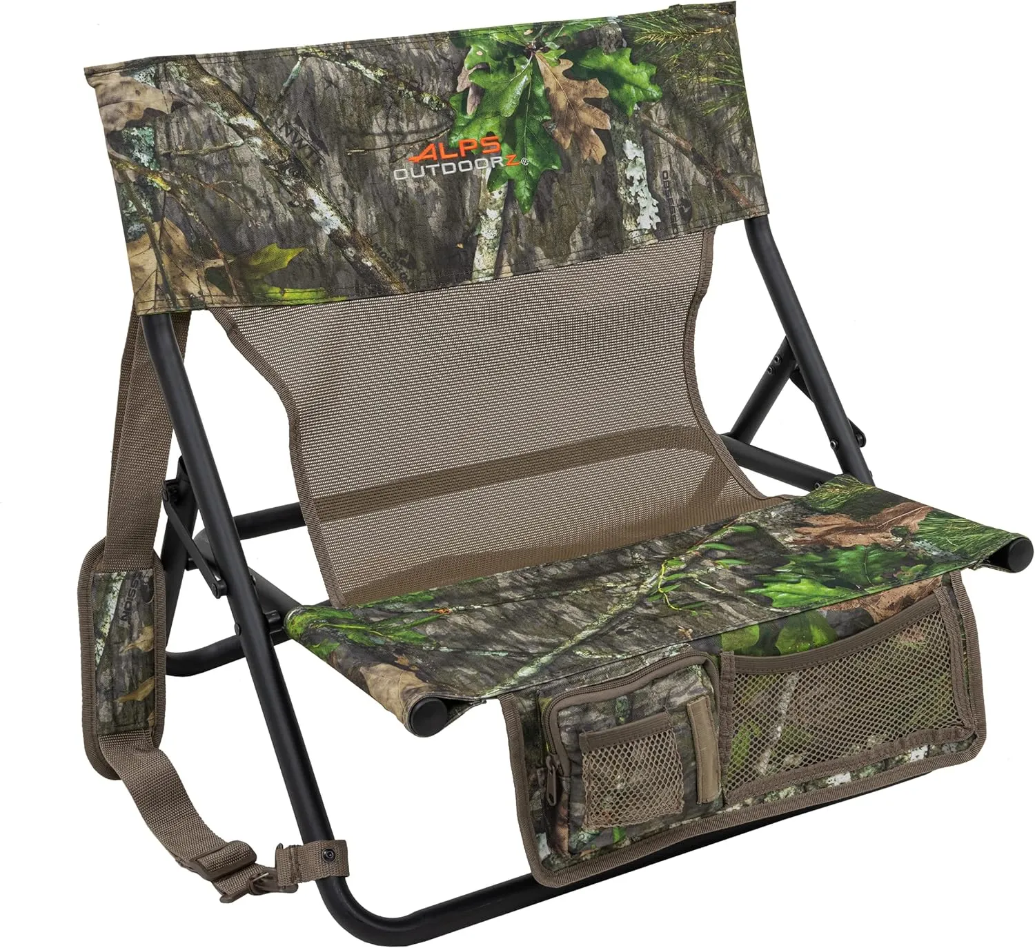 ALPS OutdoorZ Turkey Hunting Chair with Foldable Low Profile Design, Mossy Oak Obsession Camo, Durable Steel Frame, and Padded Shoulder Carry Strap