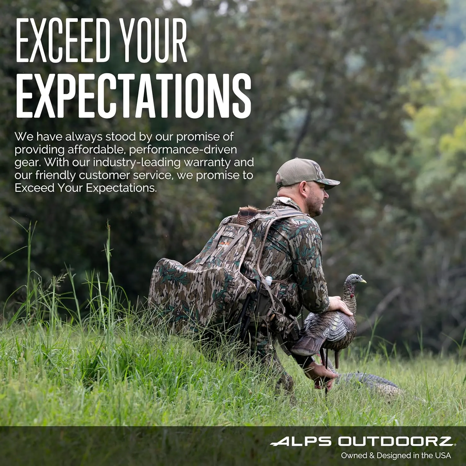 ALPS OutdoorZ Turkey Hunting Chair with Foldable Low Profile Design, Mossy Oak Obsession Camo, Durable Steel Frame, and Padded Shoulder Carry Strap