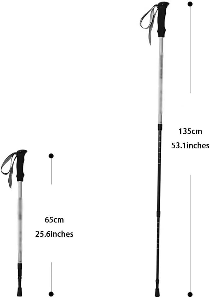 Aluminum Alloy Telescopic Trekking Pole, Outdoor Ultralight Walking Stick, with Inner Lock Design, for Men/Women/Seniors