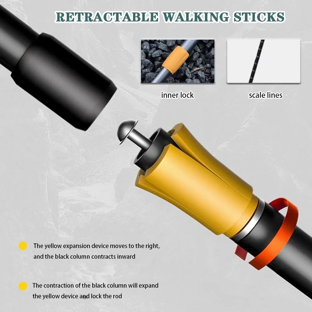 Aluminum Alloy Telescopic Trekking Pole, Outdoor Ultralight Walking Stick, with Inner Lock Design, for Men/Women/Seniors
