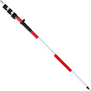 Aluminum Prism Pole with Quick Release Clamp (17FT/5.2m)， Telescopic 17FT/5.2m Pole with Adjustable Adapter Dual Inch & Metric Scale –Lightweight Pole for Prisms, Land Surveying and GNSS