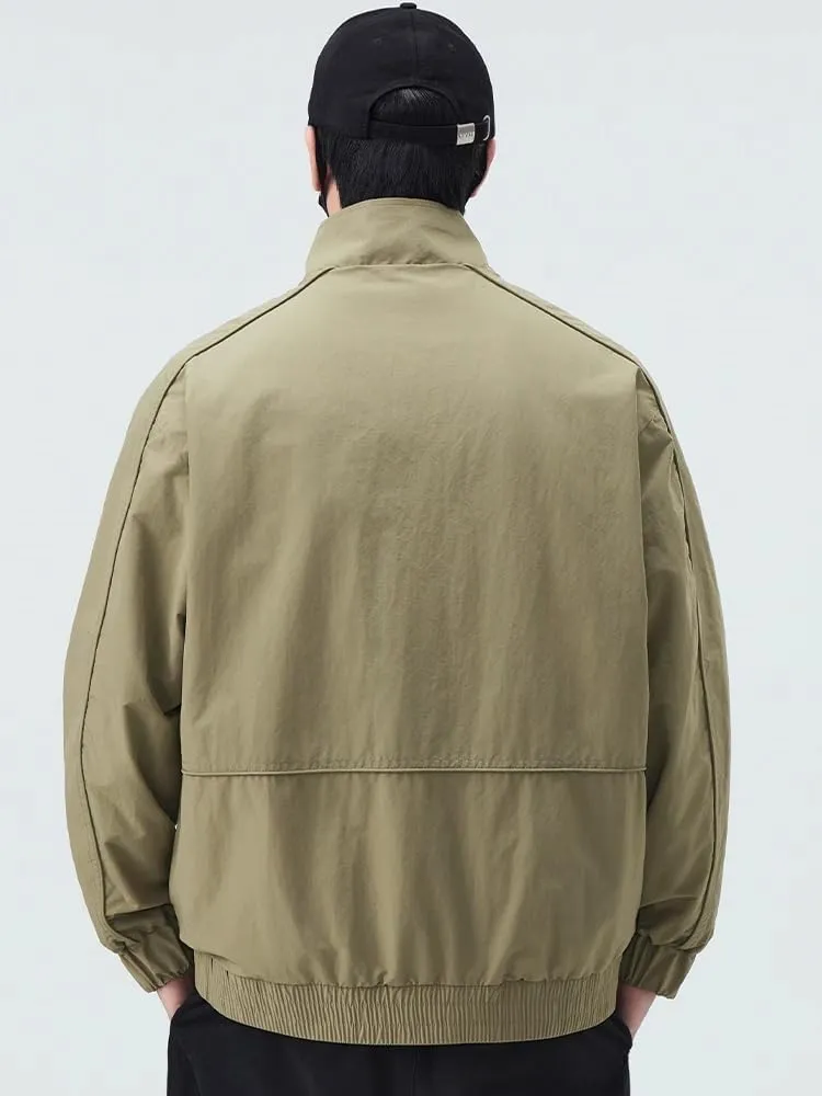 American retro lapel Coat men's spring loose casual aviator jacket