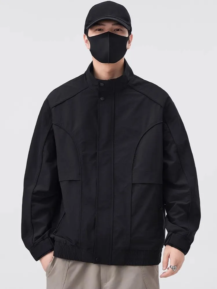 American retro lapel Coat men's spring loose casual aviator jacket