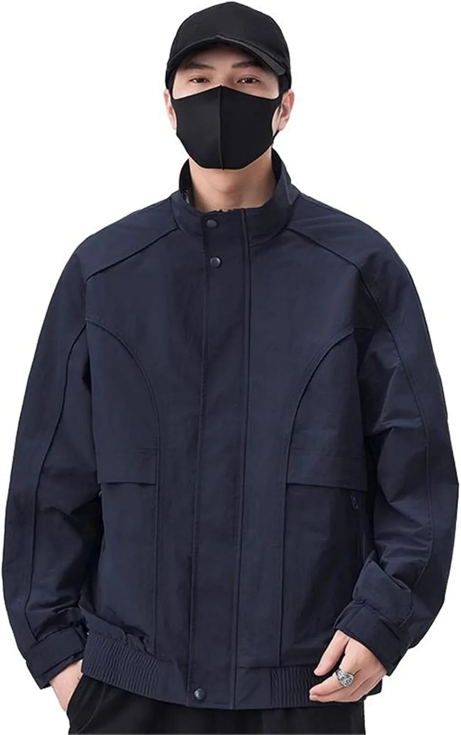 American retro lapel Coat men's spring loose casual aviator jacket
