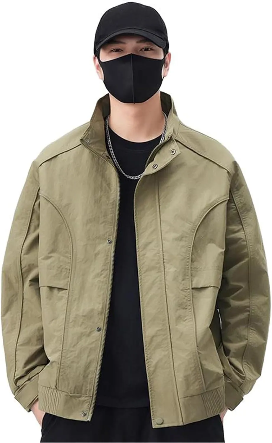 American retro lapel Coat men's spring loose casual aviator jacket