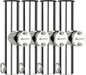 AMYSPORTS Stainless Clamp Rod Holder Steel Mount Fishing Pole Holder Adjustable Kayak Rail Rods Holders Boat for Kayak Fishing 4pcs
