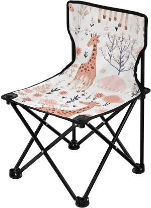 and Orange Wallpaper Featuring Giraffes in The Portable Outdoor Folding Chair Anti-Slip Padded Oxford Cloth Stool Camping Chair Small for Beach Hiking Fishing Gardening Quad Camp Chair