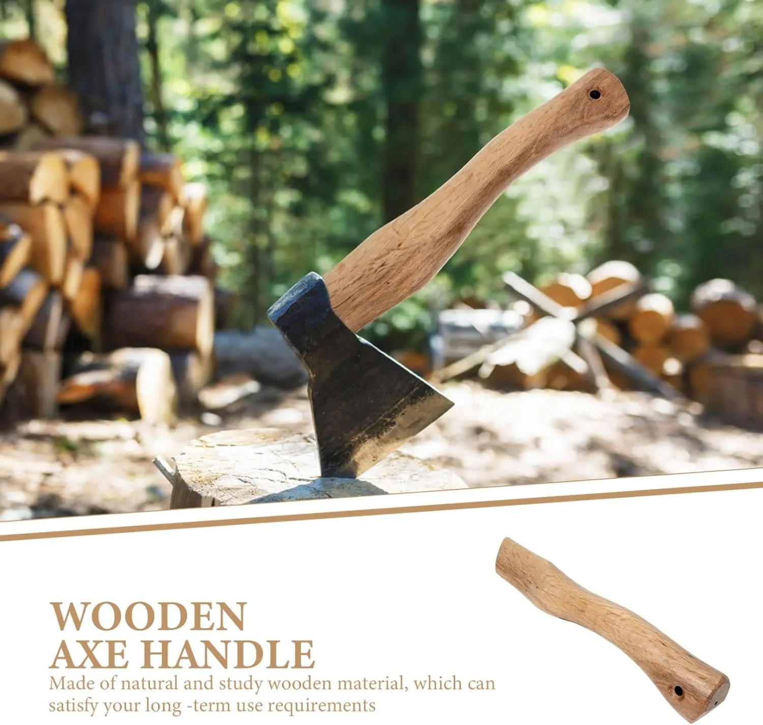 Angoily Hatchet Replacement Handle Wooden Handle for Camping Fitting for Tools Sturdy Construction Easy Installation