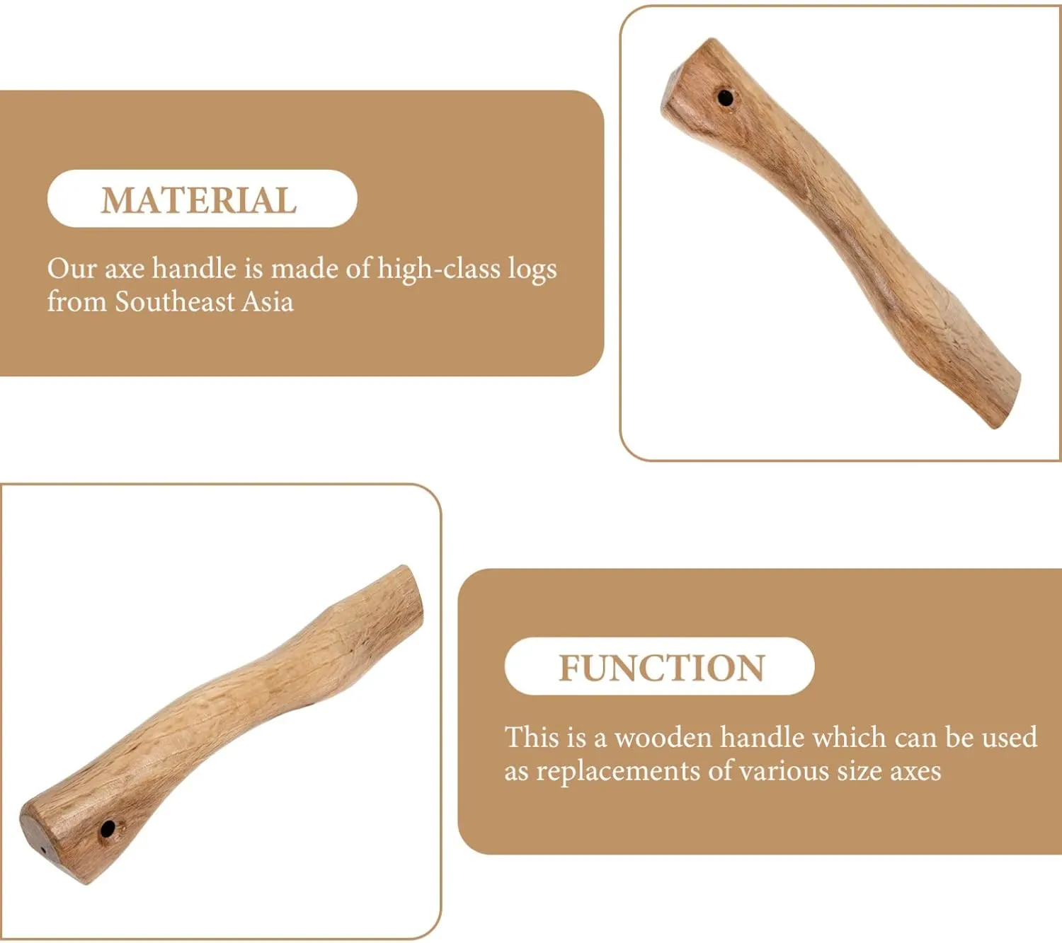 Angoily Hatchet Replacement Handle Wooden Handle for Camping Fitting for Tools Sturdy Construction Easy Installation