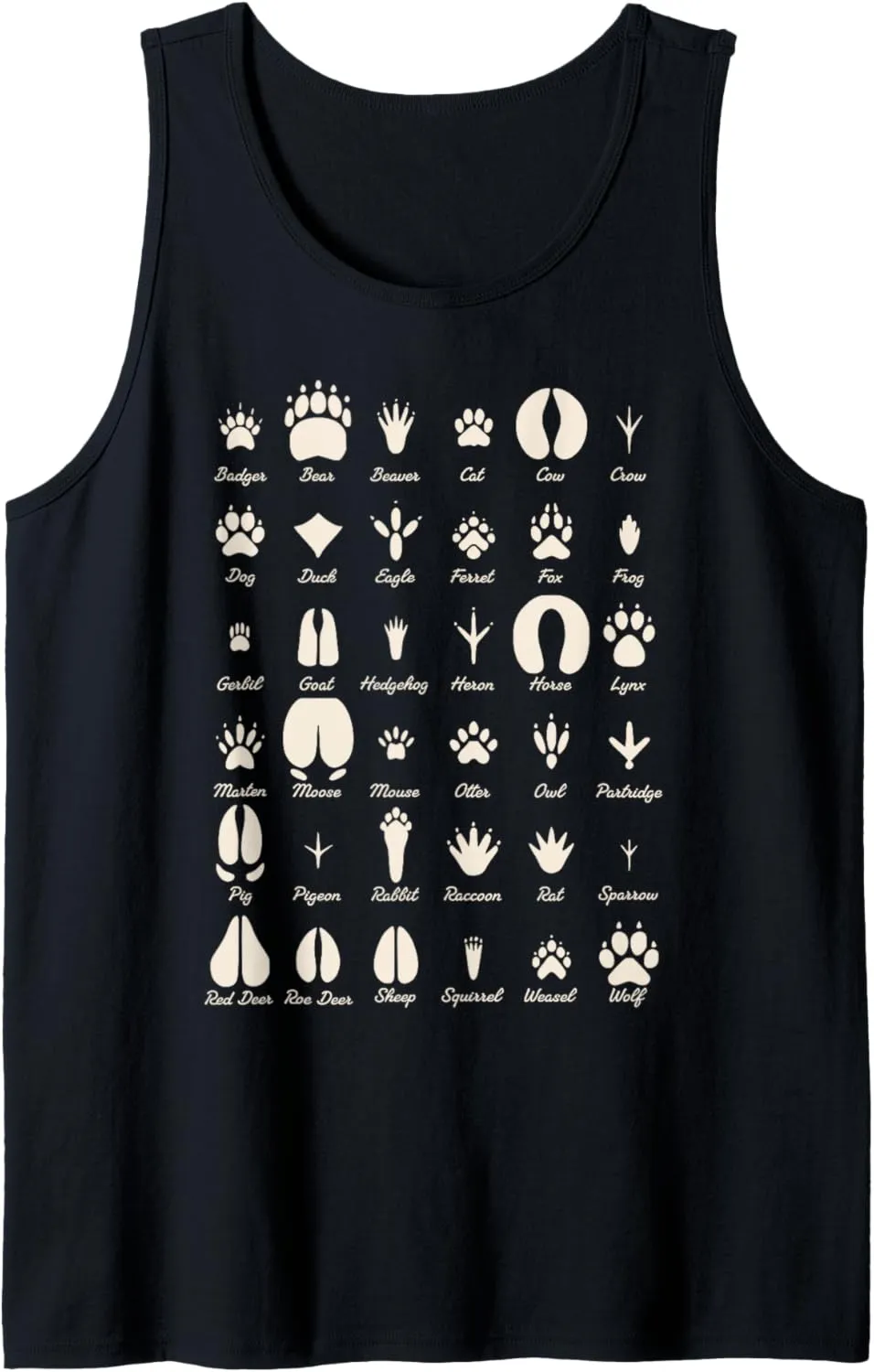 Animal Track s Common Animals & Wildlife Tracks Tank Top