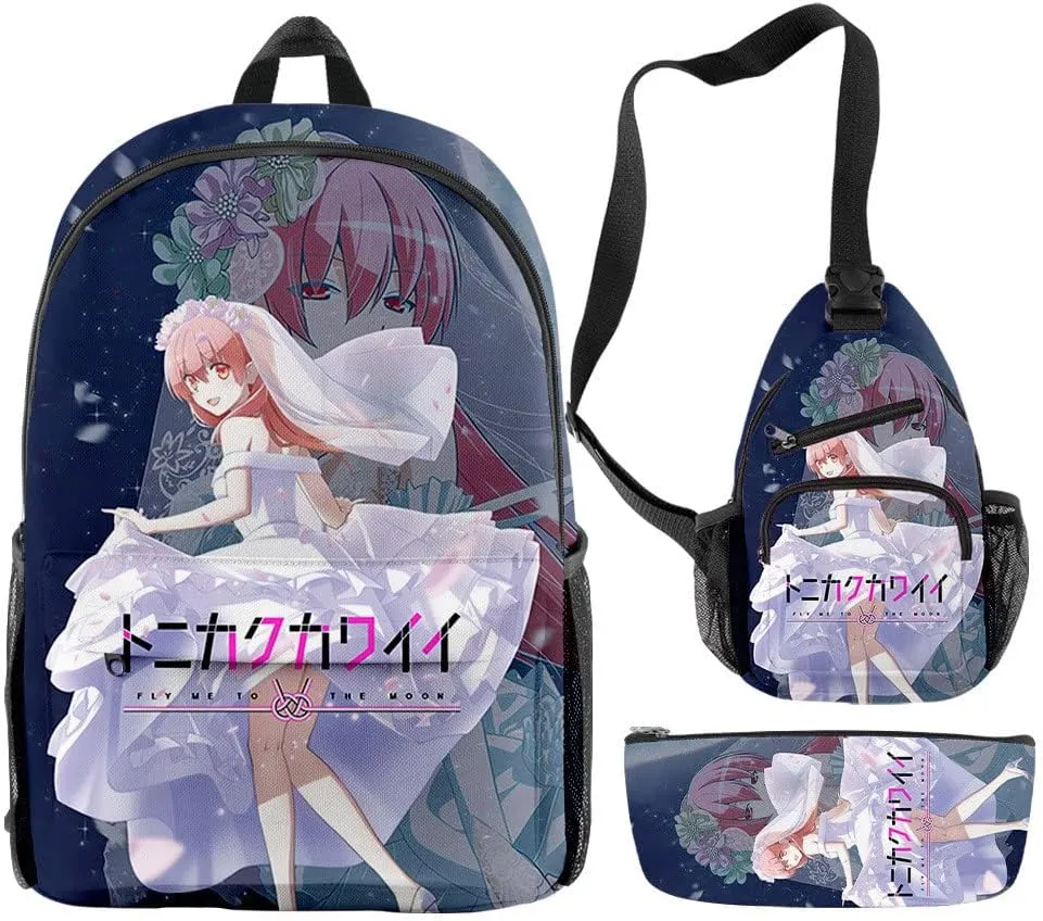 Anime Tonikawa Kawaii Backpack Tonikawa Kawaii Cosplay Daypack Rucksack Mochila 3 Pieces Girls (7)