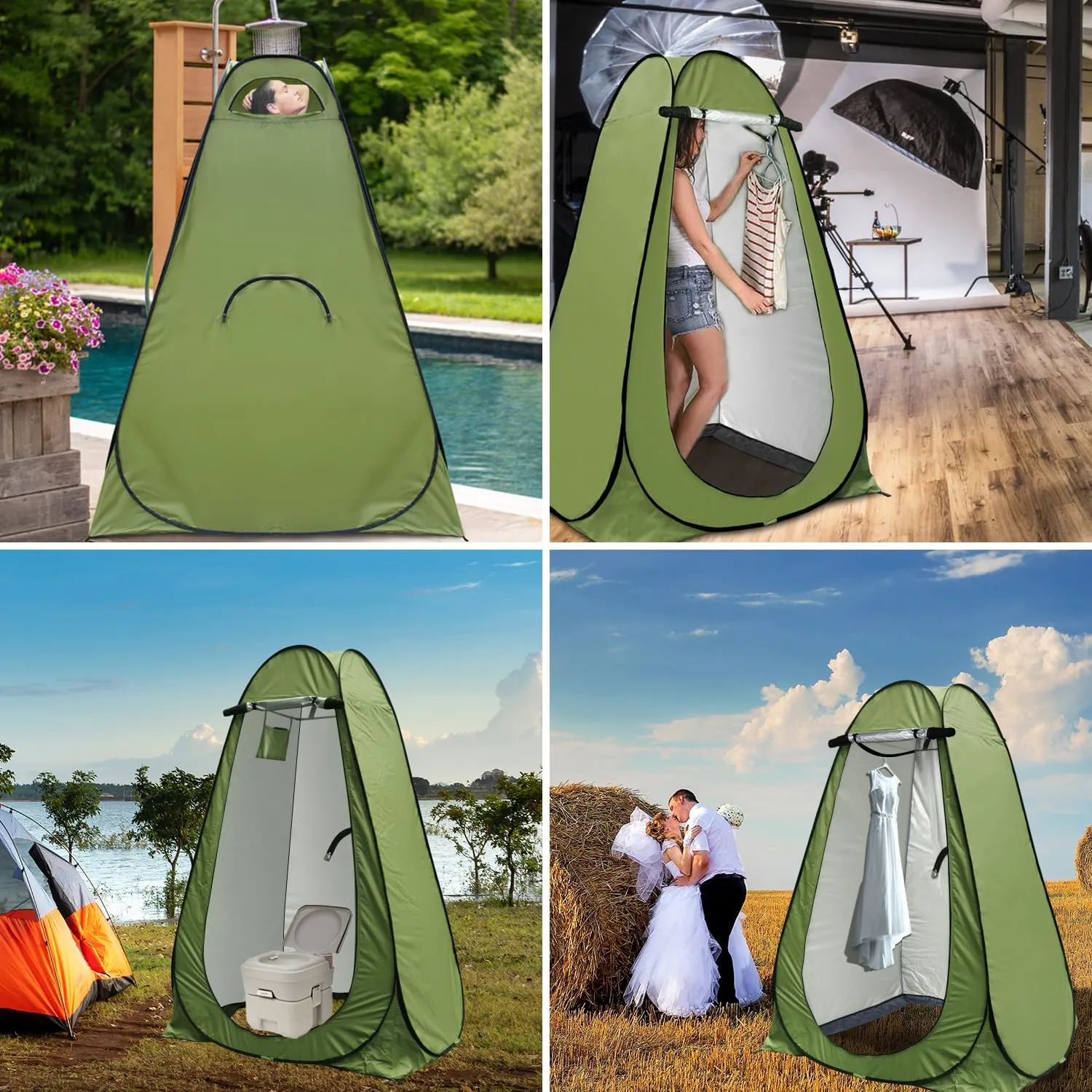 Anngrowy Pop Up Privacy Shower Tent - Portable Outdoor Camping Bathroom Toilet Changing Dressing Room - UPF40  Waterproof