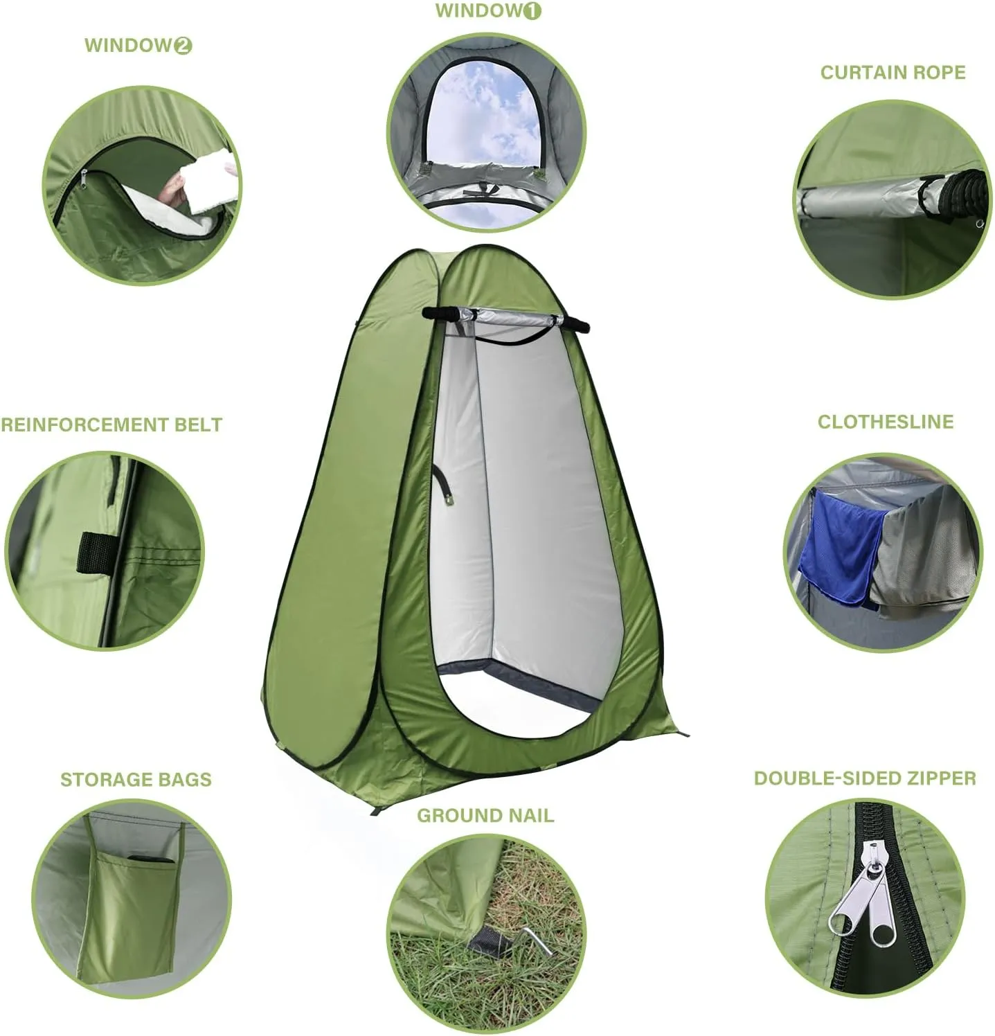 Anngrowy Pop Up Privacy Shower Tent - Portable Outdoor Camping Bathroom Toilet Changing Dressing Room - UPF40  Waterproof
