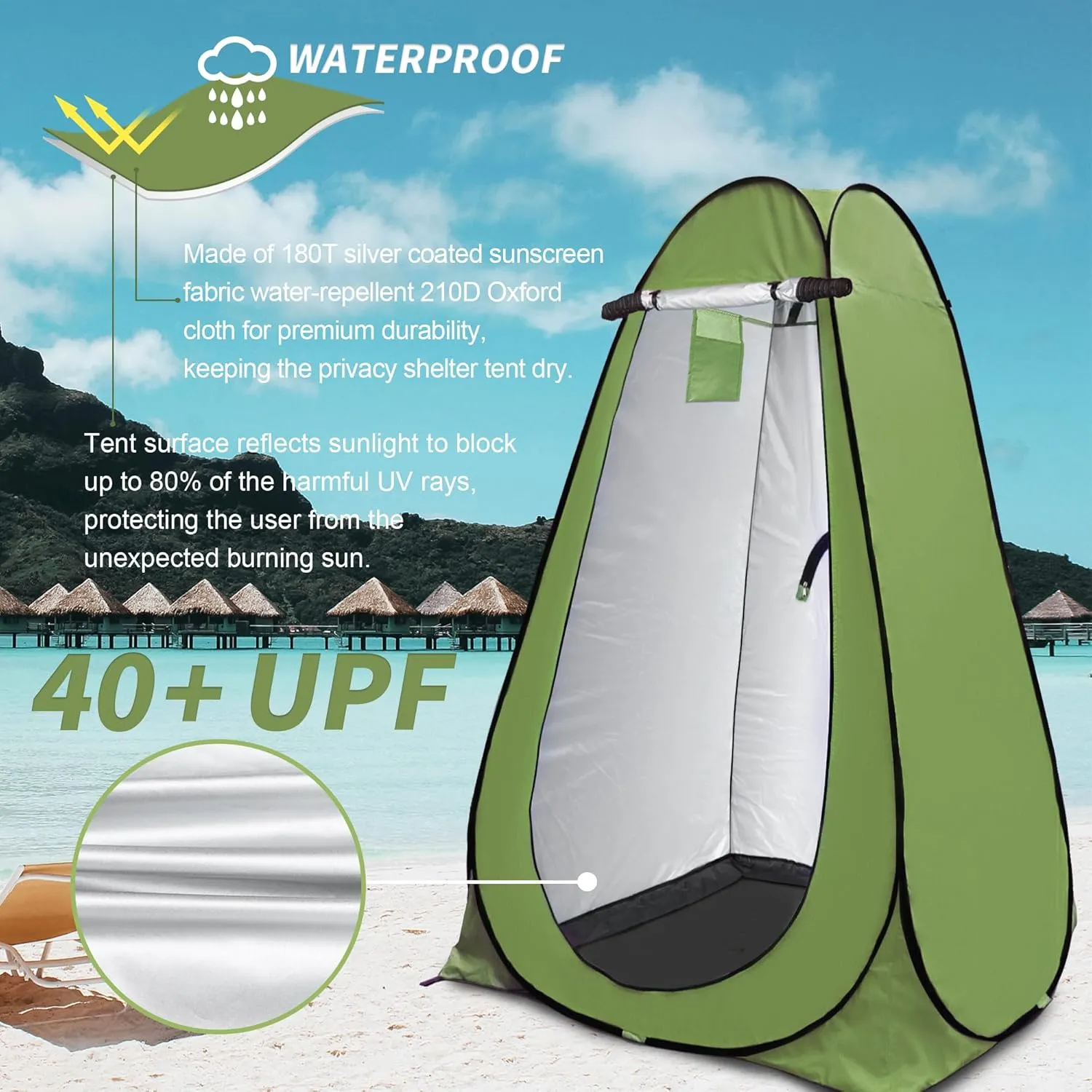 Anngrowy Pop Up Privacy Shower Tent - Portable Outdoor Camping Bathroom Toilet Changing Dressing Room - UPF40  Waterproof