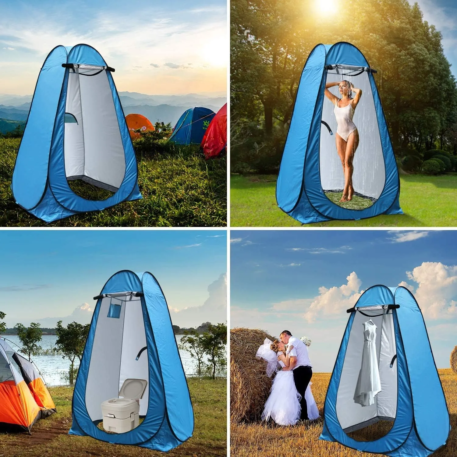 Anngrowy Pop Up Privacy Shower Tent - Portable Outdoor Camping Bathroom Toilet Changing Dressing Room - UPF40  Waterproof