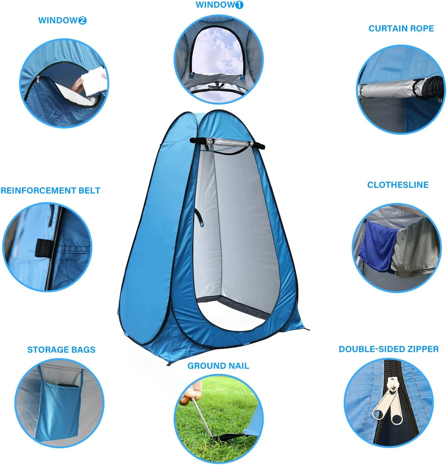 Anngrowy Pop Up Privacy Shower Tent - Portable Outdoor Camping Bathroom Toilet Changing Dressing Room - UPF40  Waterproof