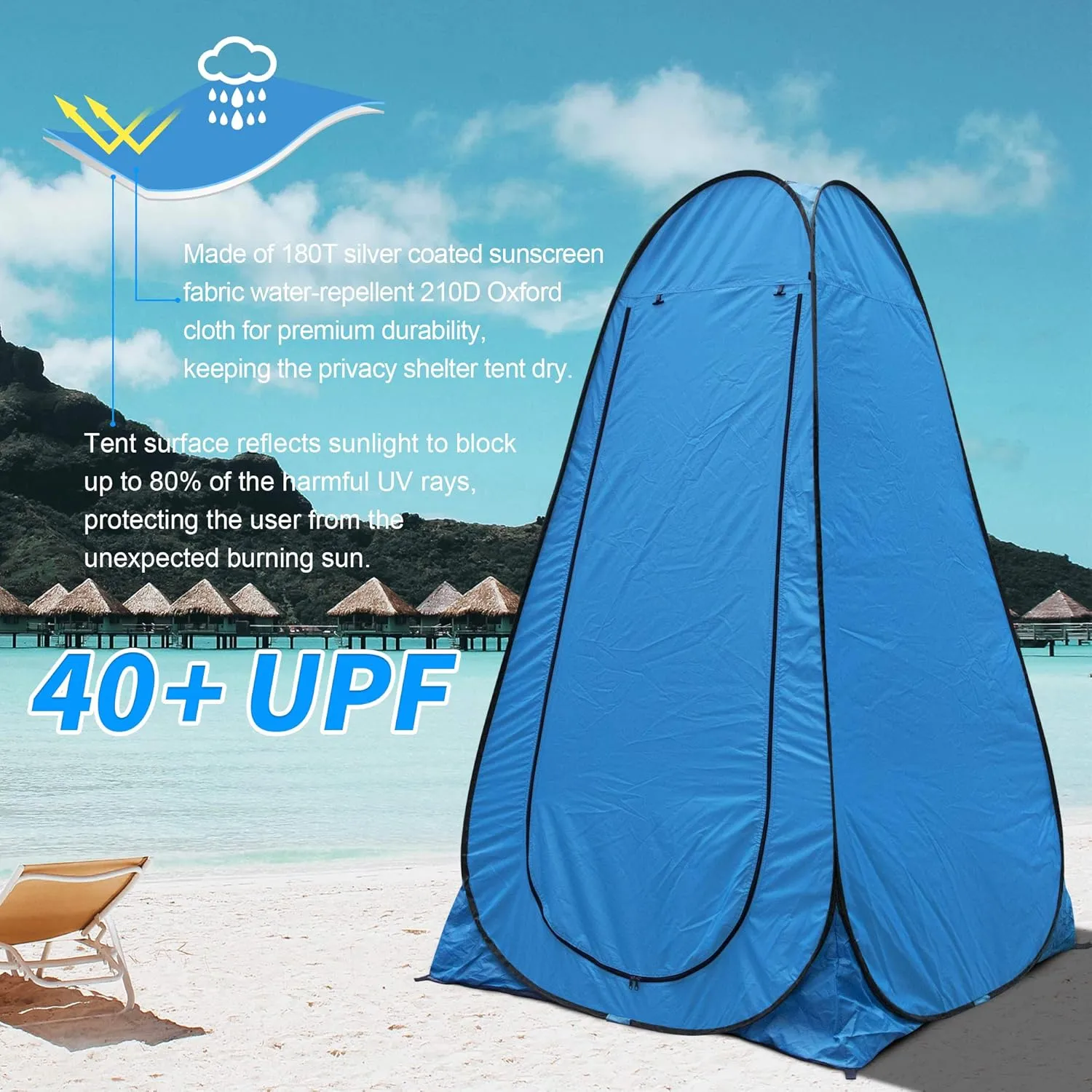 Anngrowy Pop Up Privacy Shower Tent - Portable Outdoor Camping Bathroom Toilet Changing Dressing Room - UPF40  Waterproof