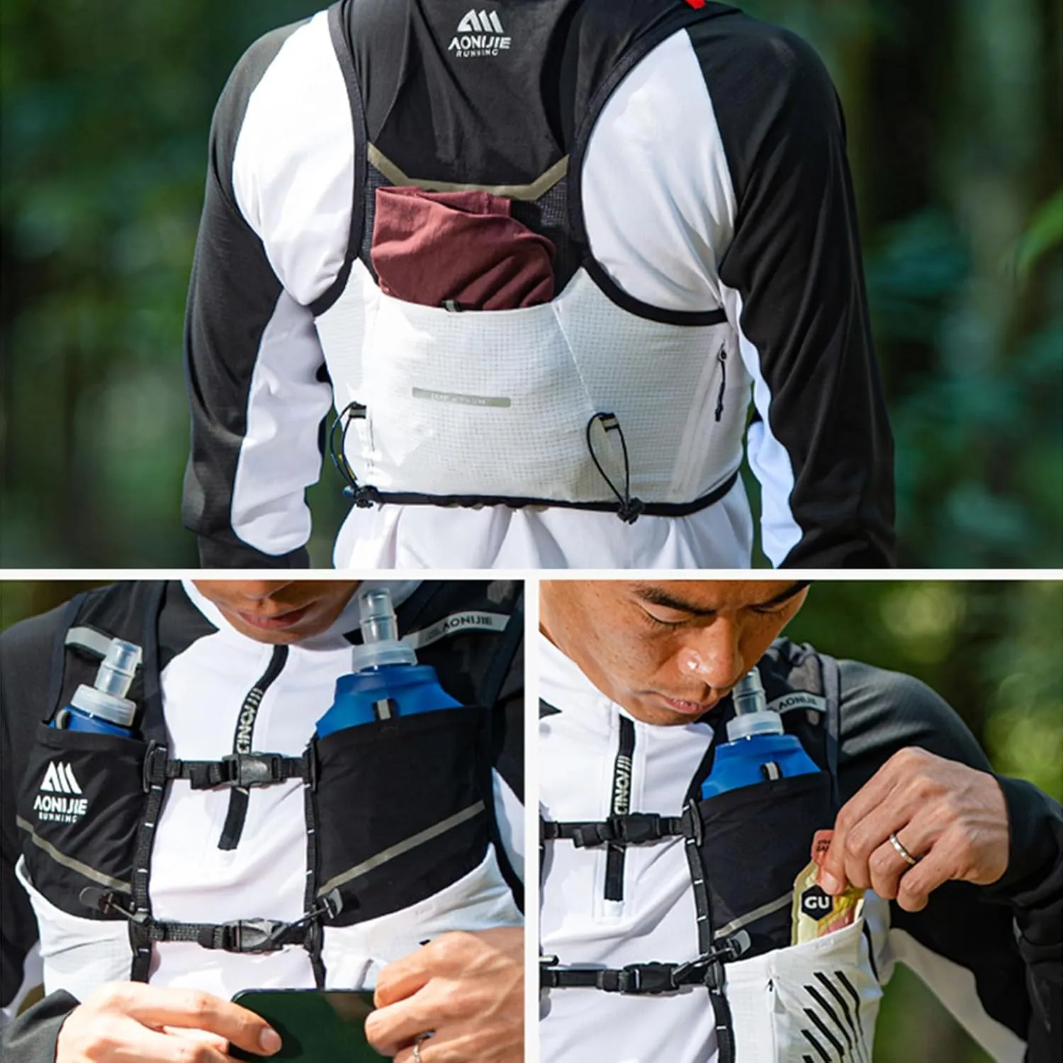 AONIJIE Running Vest Backpack 5L with External Trekking Poles Storage Bag Lightweight Pack for Trail Run Race