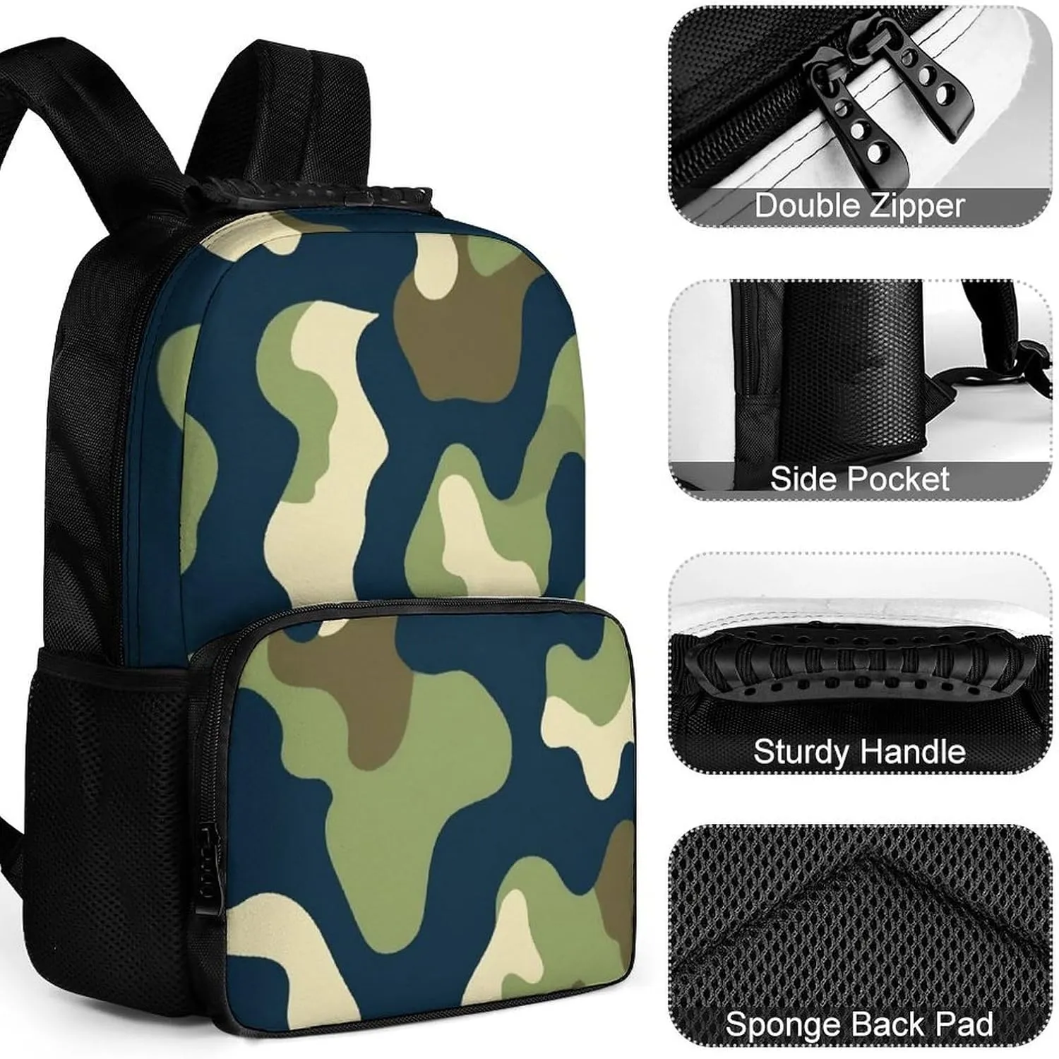 Army Green Camouflage Vietnam Tiger Stripe Camo Rucksacks Lightweight Multipurpose Anti-Theft Shoulder Bag Big Capacity Laptop Book Bag Rucksack With Padded Straps