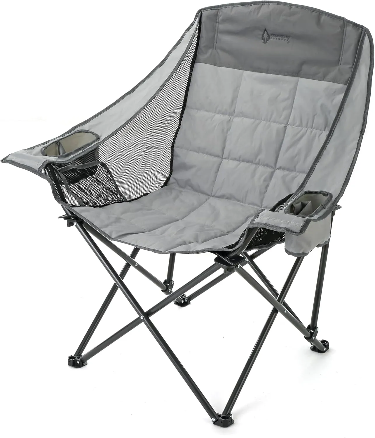 ARROWHEAD OUTDOOR Oversized Folding Camp Chair w/Adjustable Double Sized Cup Holder, Mesh Sides, Inner Pockets, Carry Bag, 300 LBS Weight Capacity