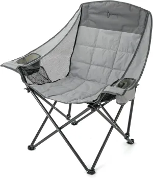 ARROWHEAD OUTDOOR Oversized Folding Camp Chair w/Adjustable Double Sized Cup Holder, Mesh Sides, Inner Pockets, Carry Bag, 300 LBS Weight Capacity