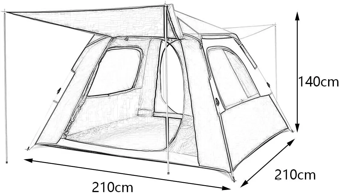 Automatic Dome Tent Canopy, Instant Pop Up Waterproof Tent, 3-8 Person Family Camping Tent for Camping Hiking Travel Outdoor Activities (Green a Width 210cm) (Blue Width 210cm)