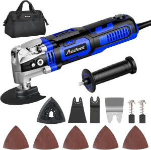 AVID POWER Oscillating Tool, 3.5-Amp Oscillating Multi Tool with 4.5° Oscillation Angle, 6 Variable Speeds and 13pcs Saw Accessories, Auxiliary Handle and Carrying Bag - Blue