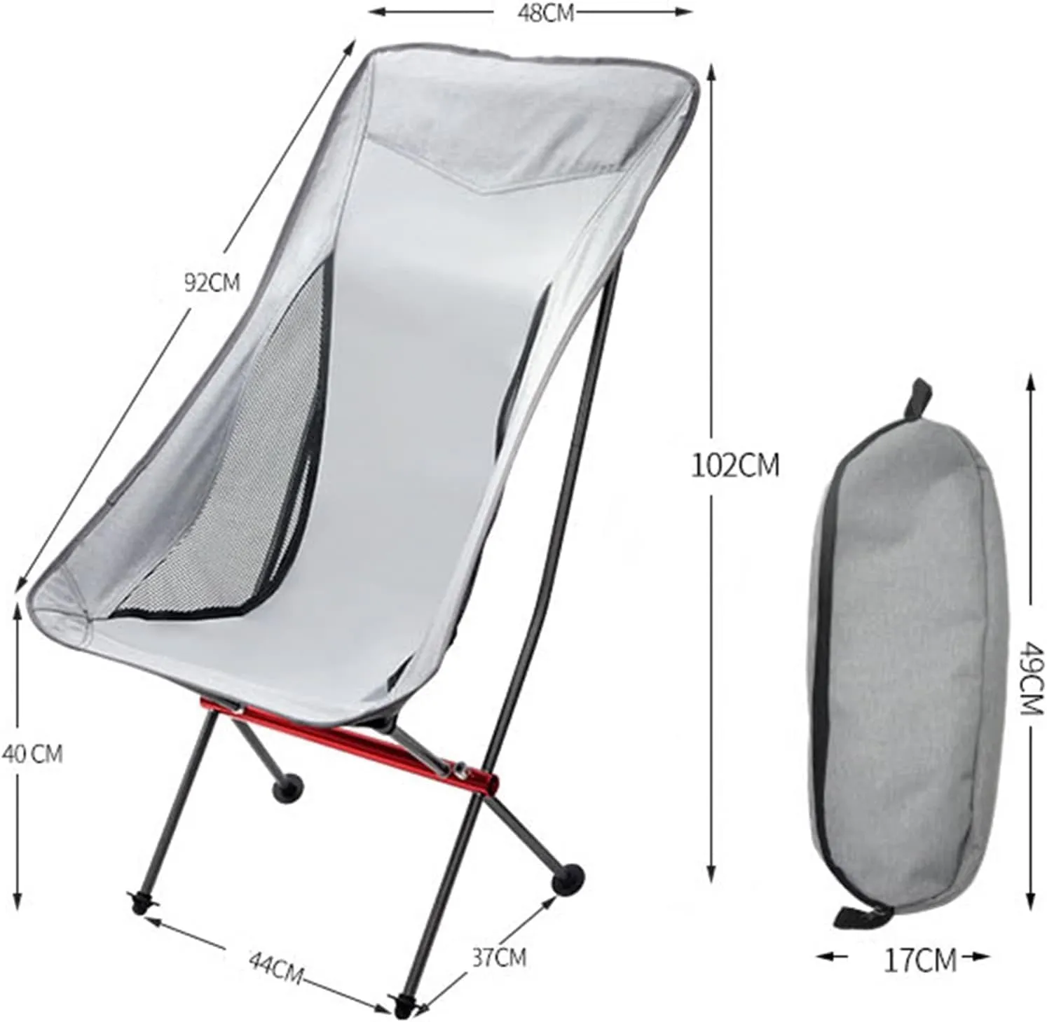 Backpacking Chair Folding Chair with Carrying Bag, Ultra-Light Aluminum Alloy Bracket Camping Chair, Breathable High-Density Mesh Beach Chair Foldable Chair