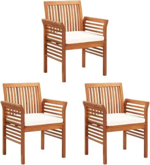 Backyard Chairs Beach Chair Outdoor Chairs Kitchen Chairs - Patio Dining Chairs with Cushions 3 pcs Solid Acacia Wood for Terrace Garden Campsites Beaches