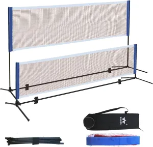 Badminton Pickleball Net Height Adjustable Volleyball Net Easy Setup Foldable Nylon Net for Backyard Game and Indoor Outdoor Use 10 ft/14ft/17ft/20ft Wide