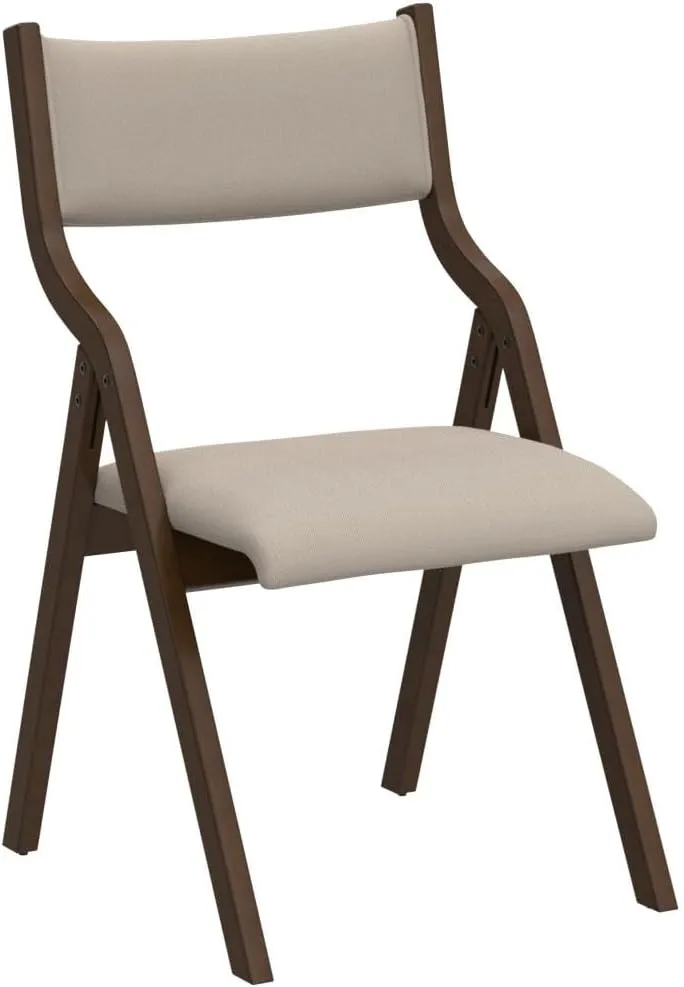 Ball & Cast Modern Folding Chairs Folding Dining Room Chairs Set of 2, 18" Seat Height, Taupe