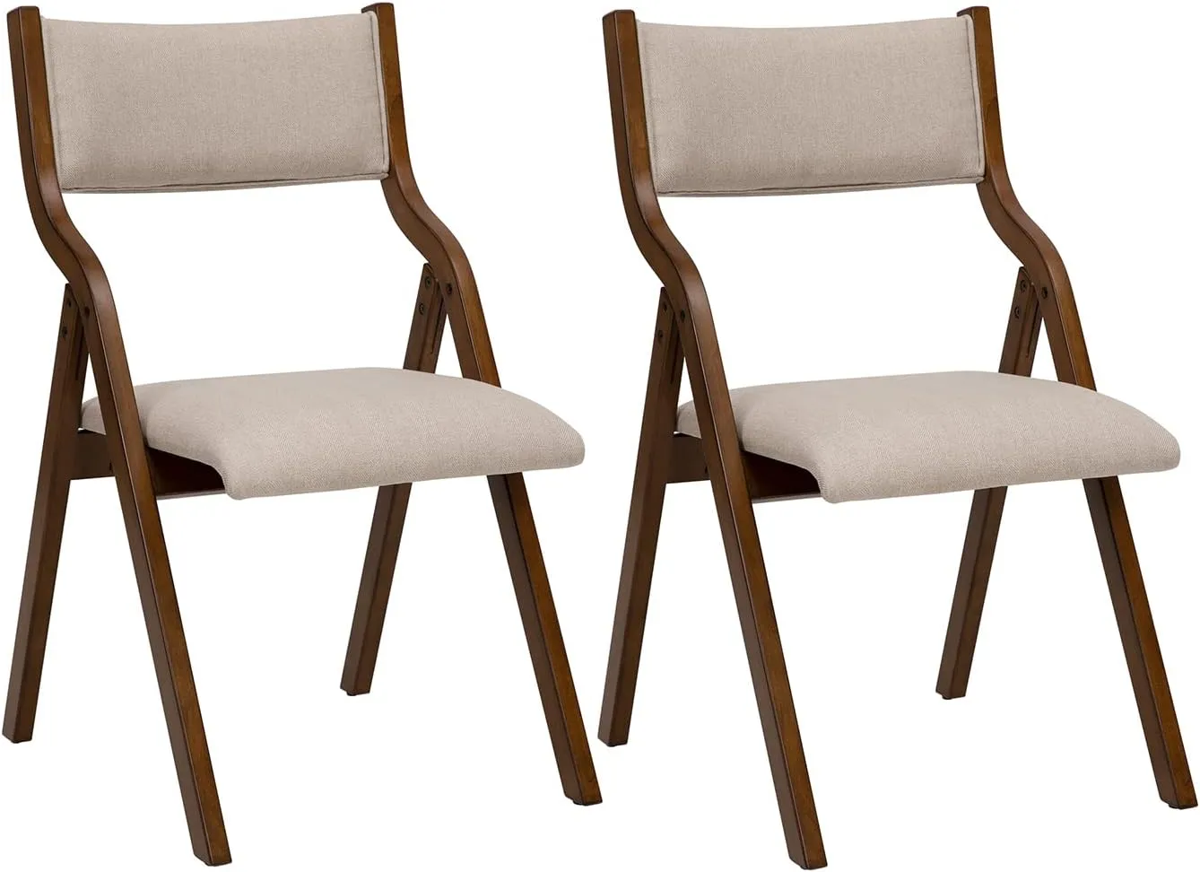 Ball & Cast Modern Folding Chairs Folding Dining Room Chairs Set of 2, 18" Seat Height, Taupe
