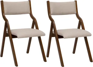 Ball & Cast Modern Folding Chairs Folding Dining Room Chairs Set of 2, 18" Seat Height, Taupe