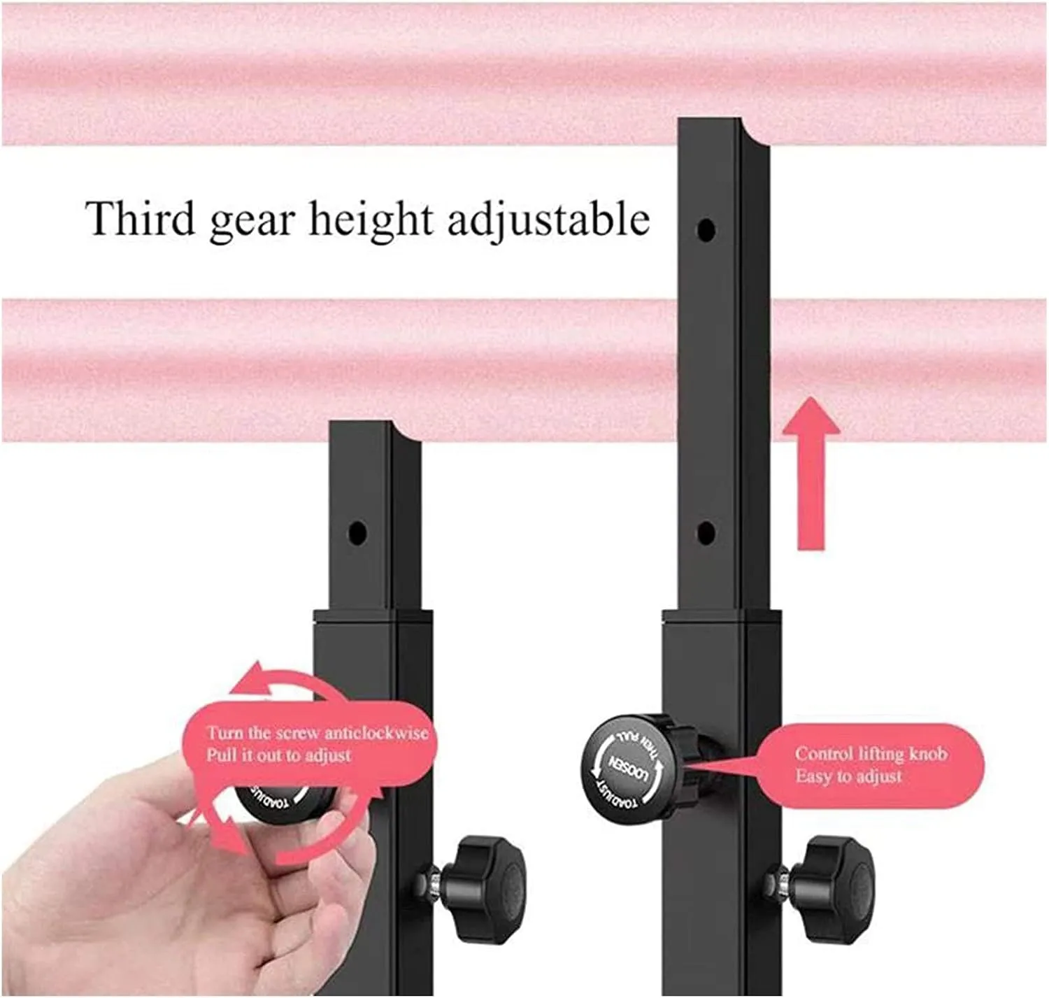 Ballet bar,Adjustable Dance Stick,Ballet Barre Exercise Bar Stick Dance Studio Gym, Mobile Ballet Bar Stable Height Adjustable, Freestanding Dance Pole Barre Ex(Black 3.5M)