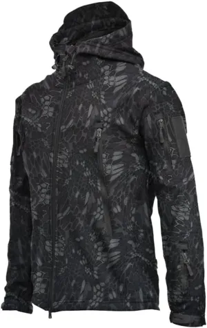 BaronHong Men's Outdoor Hiking Soft Shell Jackets Combat Hooded Coat Camping Hunting Jacket