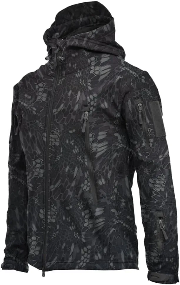 BaronHong Men's Outdoor Hiking Soft Shell Jackets Combat Hooded Coat Camping Hunting Jacket